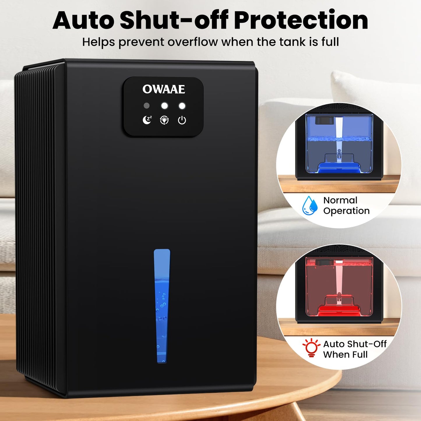 Dehumidifier, 1000 sq.ft Quiet Dehumidifiers for Home Bedroom Basement Bathroom with 95oz Water Tank, Sleep Mode, Auto Shut-Off 7 Colors LED Light, Grey