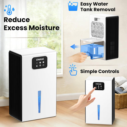 Dehumidifier, 1000 sq.ft Quiet Dehumidifiers for Home Bedroom Basement Bathroom with 95oz Water Tank, Sleep Mode, Auto Shut-Off 7 Colors LED Light, Grey