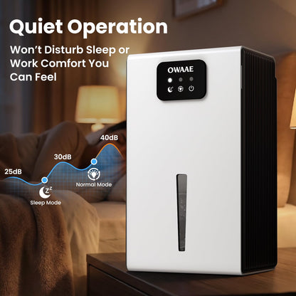 Dehumidifier, 1000 sq.ft Quiet Dehumidifiers for Home Bedroom Basement Bathroom with 95oz Water Tank, Sleep Mode, Auto Shut-Off 7 Colors LED Light, Grey