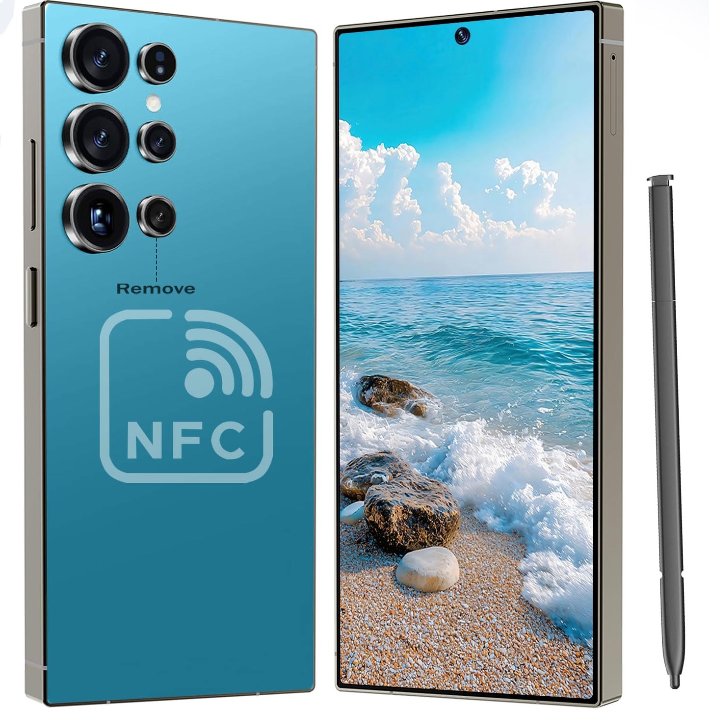 I25 Ultra Unlocked Cell Phone with NFC, 7000mAh Long Battery Life Smartphone,Built in Pen,6.8" HD Screen 12+1TB Unlocked Phones,5G/Dual SIM/Fingerprint Unlock/Face ID (Sky Blue)
