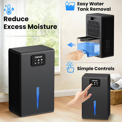 Dehumidifier, 1000 sq.ft Quiet Dehumidifiers for Home Bedroom Basement Bathroom with 95oz Water Tank, Sleep Mode, Auto Shut-Off 7 Colors LED Light, Grey