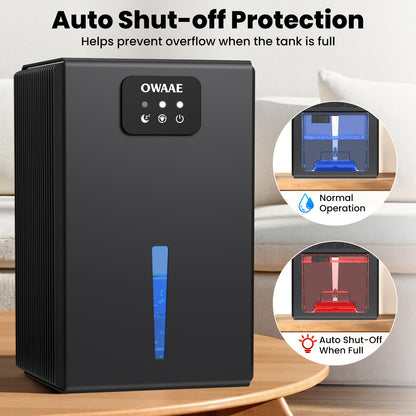 Dehumidifier, 1000 sq.ft Quiet Dehumidifiers for Home Bedroom Basement Bathroom with 95oz Water Tank, Sleep Mode, Auto Shut-Off 7 Colors LED Light, Grey
