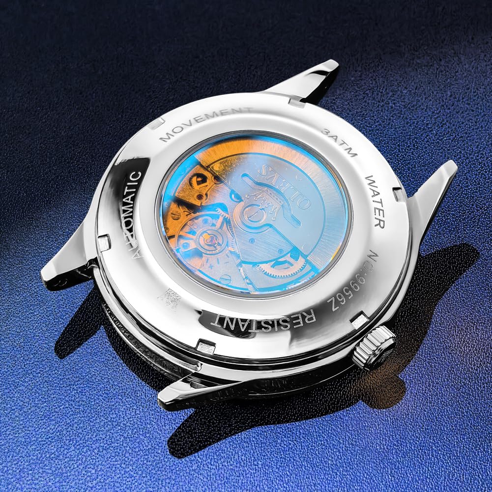 OLEVS Men's Leather Analog Quartz Watch - Luxury Chronograph Wristwatch with Date, Waterproof, Luminous - Dress Style