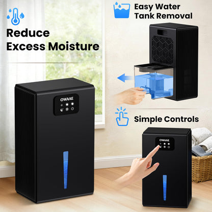 Dehumidifier, 1000 sq.ft Quiet Dehumidifiers for Home Bedroom Basement Bathroom with 95oz Water Tank, Sleep Mode, Auto Shut-Off 7 Colors LED Light, Grey