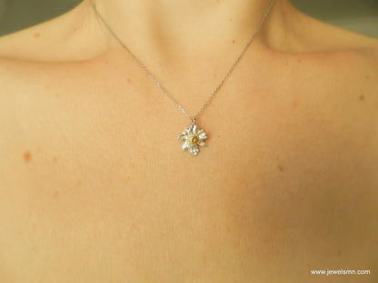 Chamomile Pendant Necklace: Healing Symbol Jewelry (Gold Plated Brass)